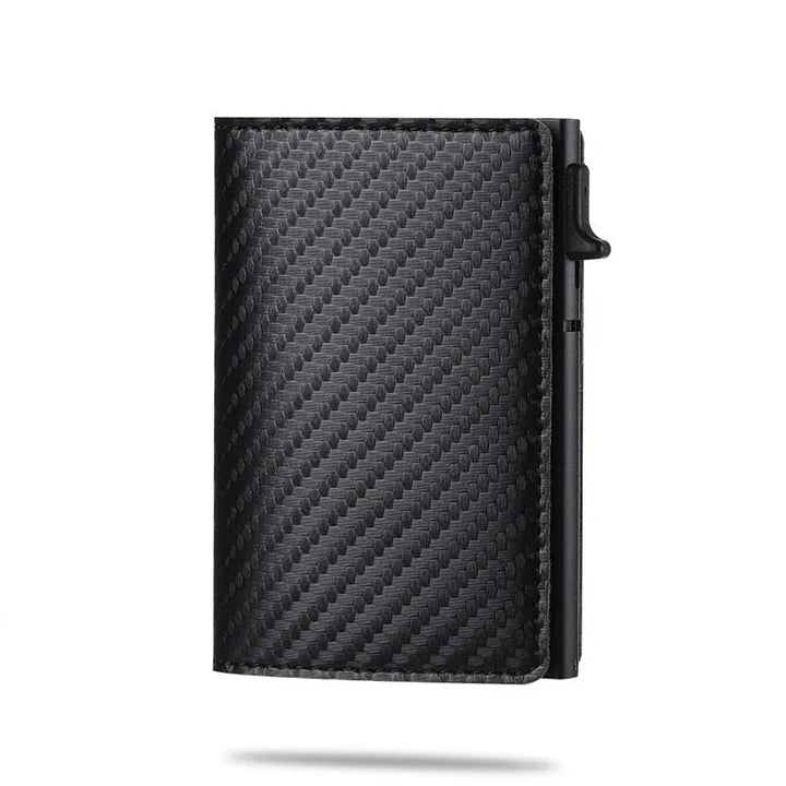 Slim front pocket men's wallet, AirTag slot, RFID protection, modern design.
