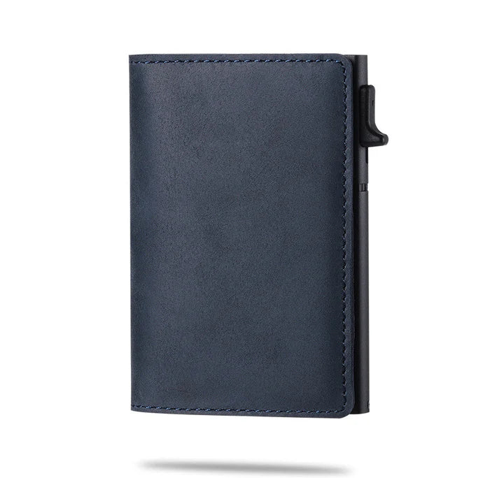 Men's smart wallet: AirTag slot, RFID security, money clip & card holder.