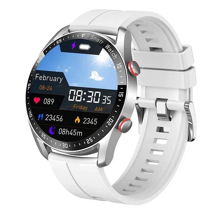 Men's waterproof smartwatch for active lifestyles; monitors steps, calories, and sleep.