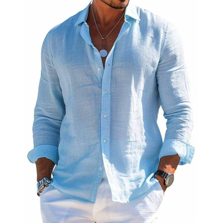 Lightweight breathable men's casual shirt with lapel collar