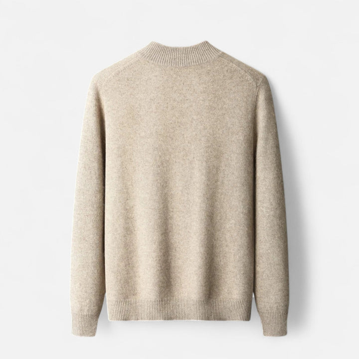 Long sleeve cuff detail of a comfortable men's zippered cardigan, ideal for everyday layering.