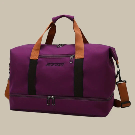Stylish men's travel duffel bag, carry-on size, oxford fabric. Ideal for weekend getaways & overnight trips.