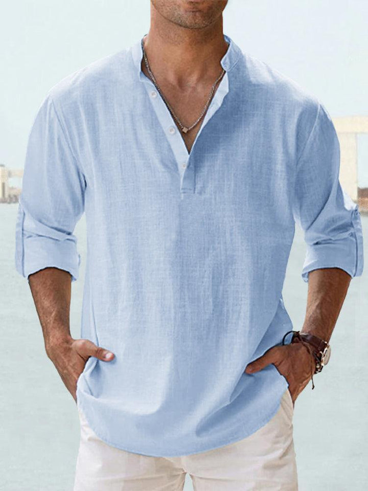 Men's Spencer breathable button-up long sleeve shirt. Comfortable & versatile for casual or formal wear.