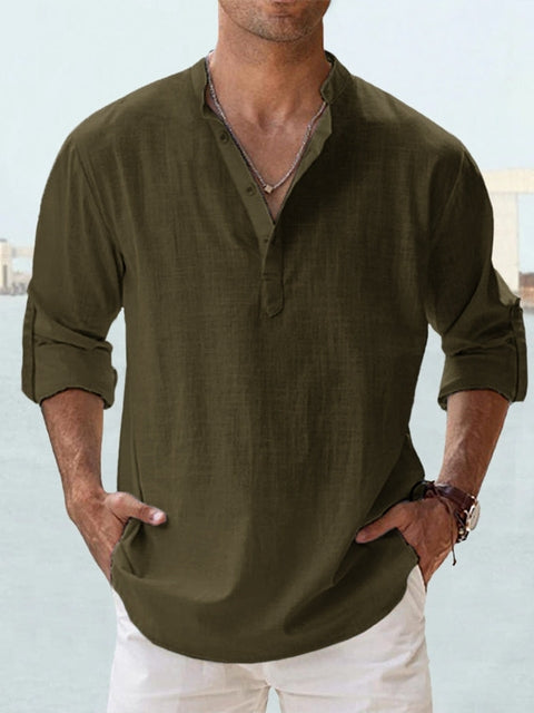Upgrade your wardrobe with the Spencer men's breathable button-up shirt. Comfortable long sleeve for versatile style.