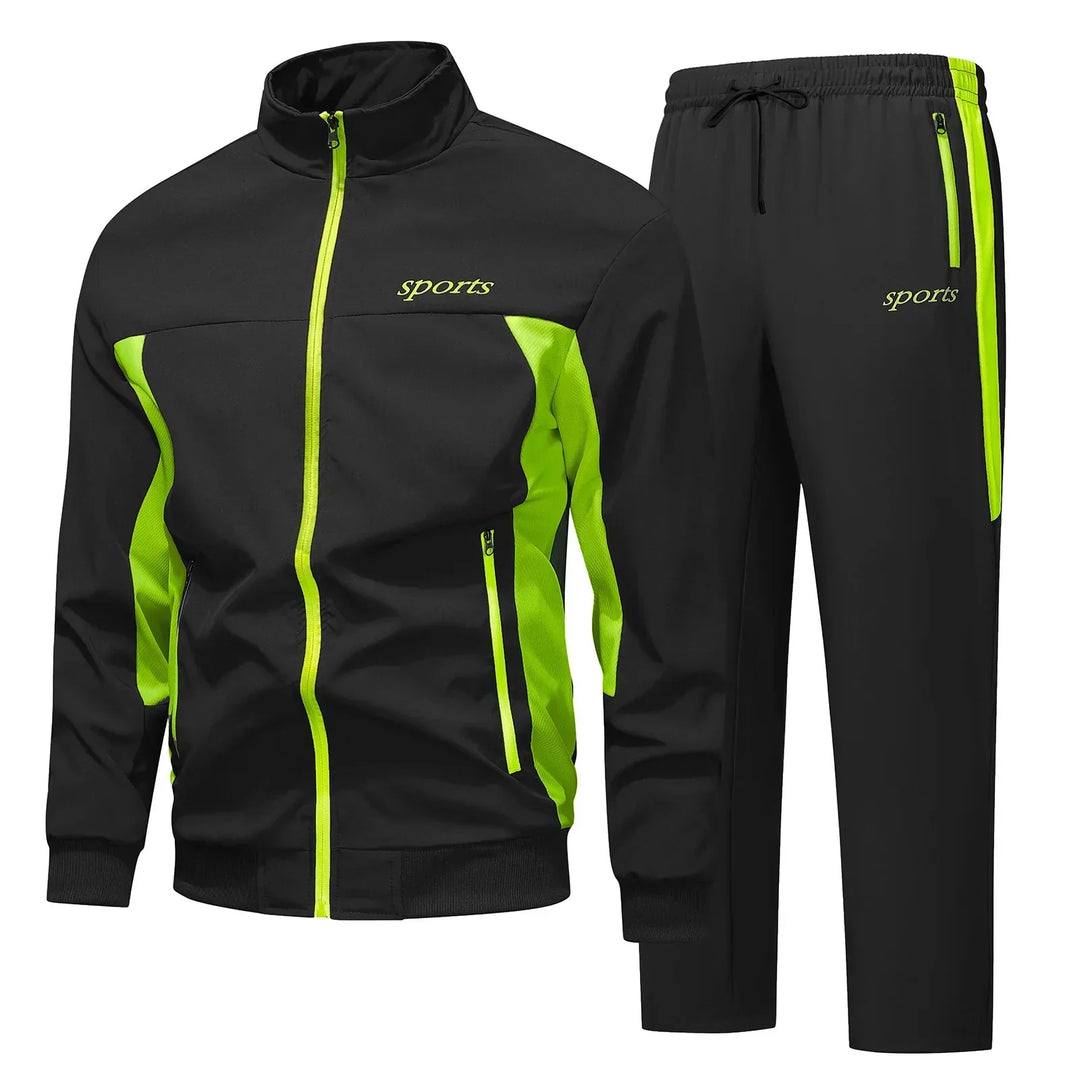 Men's sporty track suit set for active lifestyles. Comfortable athleisure two-piece perfect for workouts or casual wear.