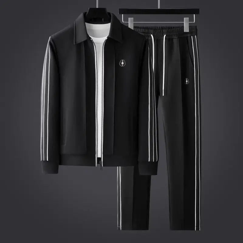 Men's sporty zip-up tracksuit set with joggers. Ideal activewear for gym workouts, running, or comfortable casual wear.