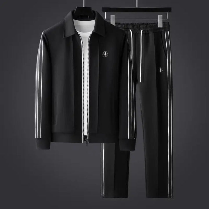 Men's sporty zip-up tracksuit set with joggers. Ideal activewear for gym workouts, running, or comfortable casual wear.
