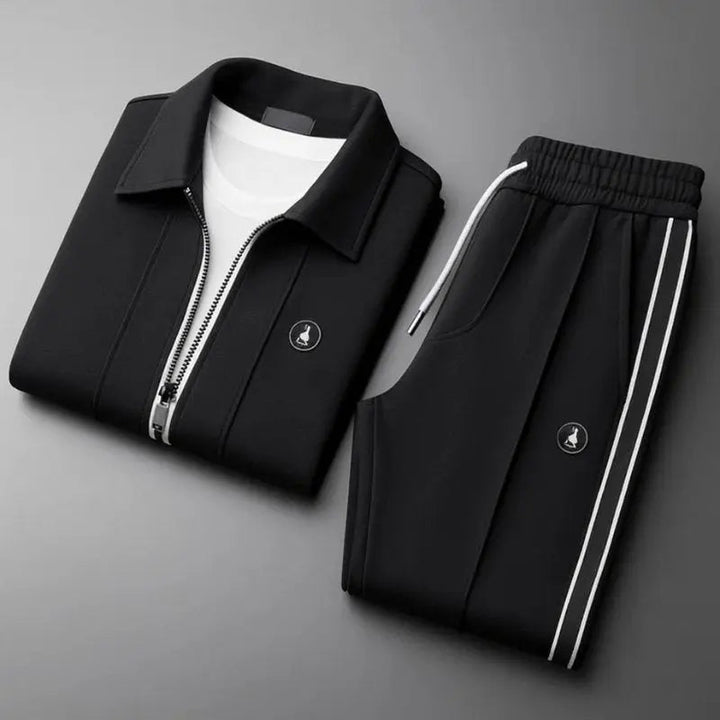 Athletic men's zip-up tracksuit top & matching joggers. Perfect two-piece set for workout, running, or relaxed loungewear.