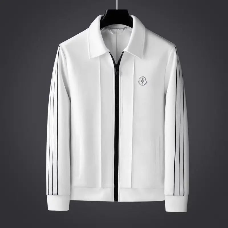 Minimalist men's sporty zip-up tracksuit set & joggers. Modern athletic two-piece for versatile active & casual fashion.