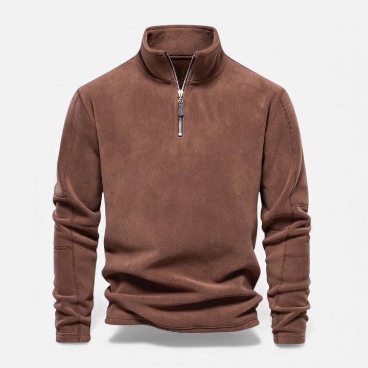 Men's winter wear: cozy knit stand-collar pullover with zipper detail