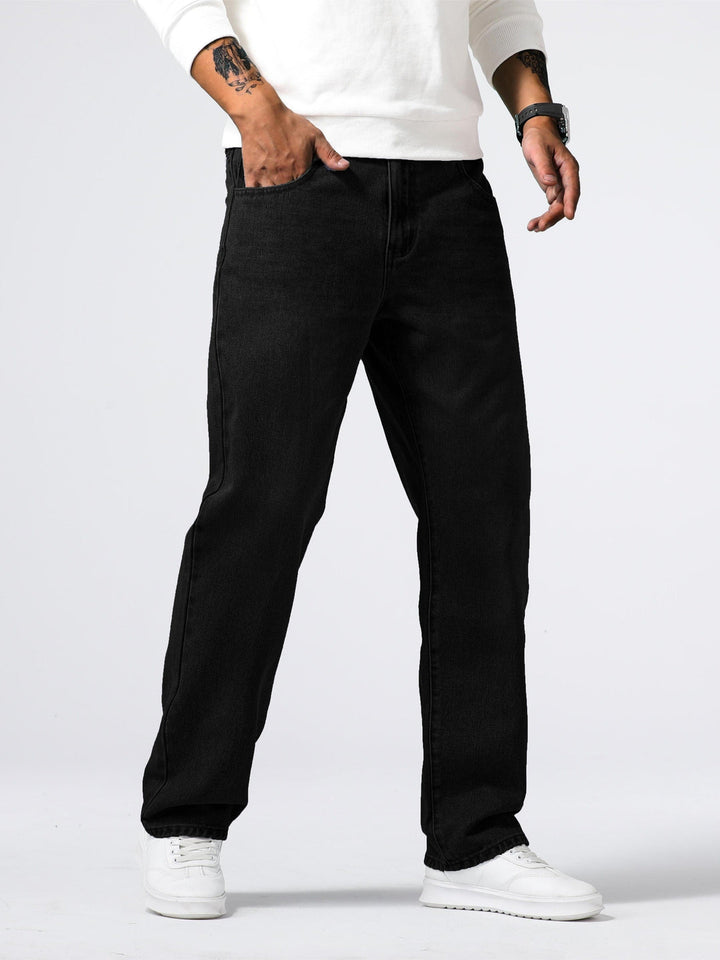 Men's straight leg casual trousers with a stylish washed finish, perfect for everyday comfort.