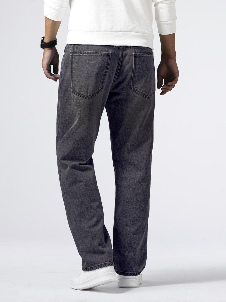 Relaxed fit men's casual pants, straight leg cut, featuring a contemporary washed finish. Multi-color options.