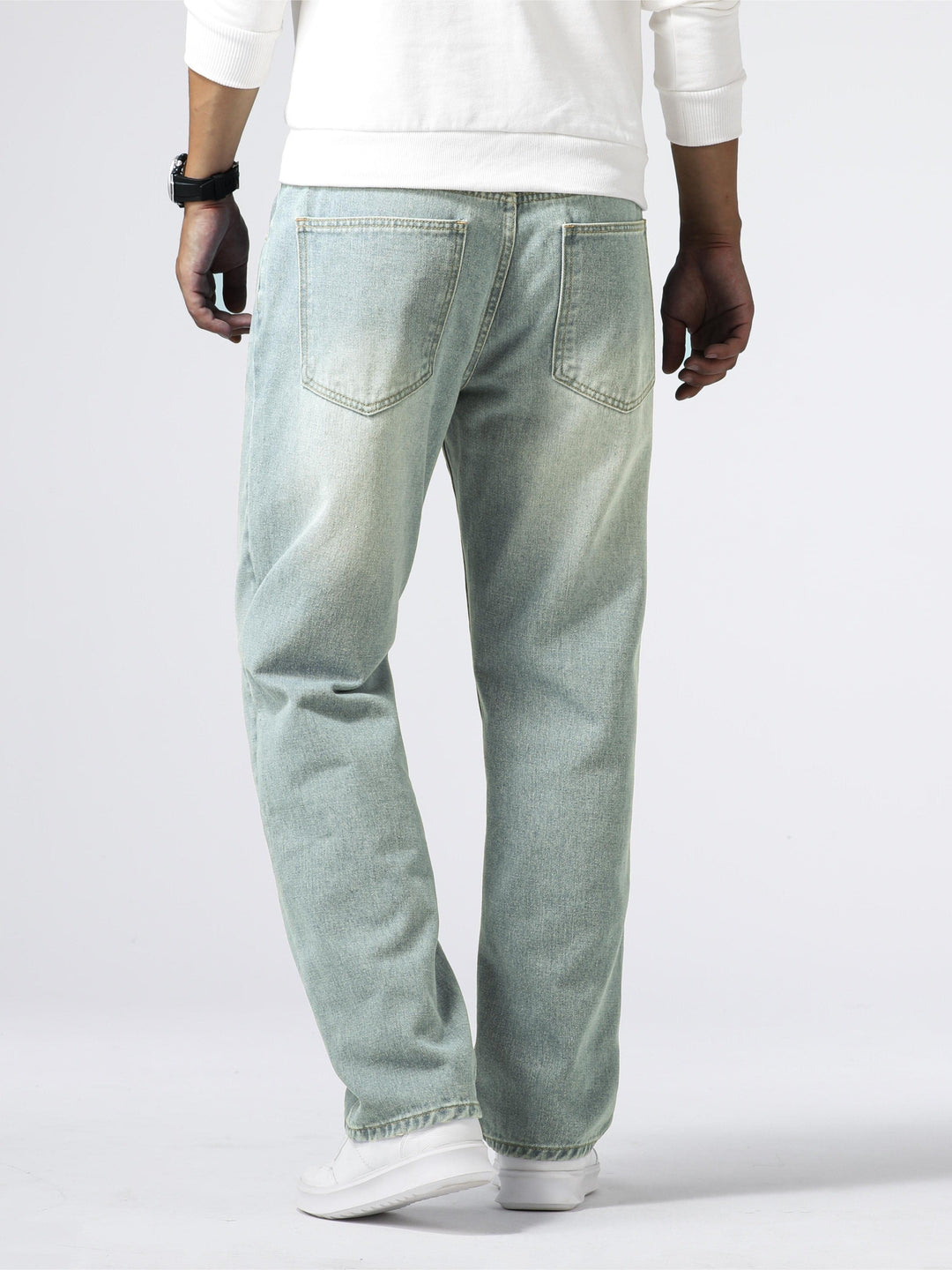 Durable men's casual trousers, straight leg cut, offering comfort and style with a soft washed finish.
