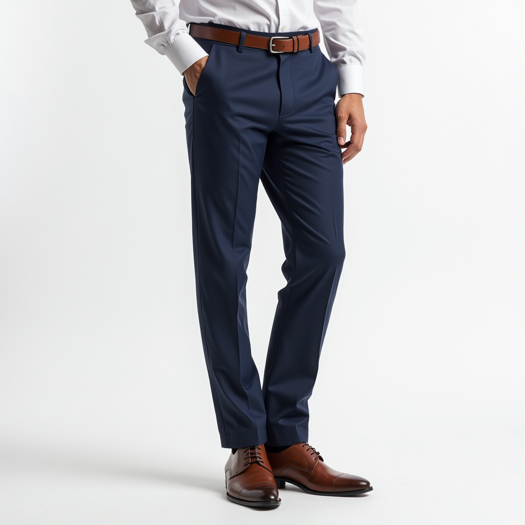 Men's straight leg navy dress pants for a polished, professional look. Ideal for business attire & formal wear.