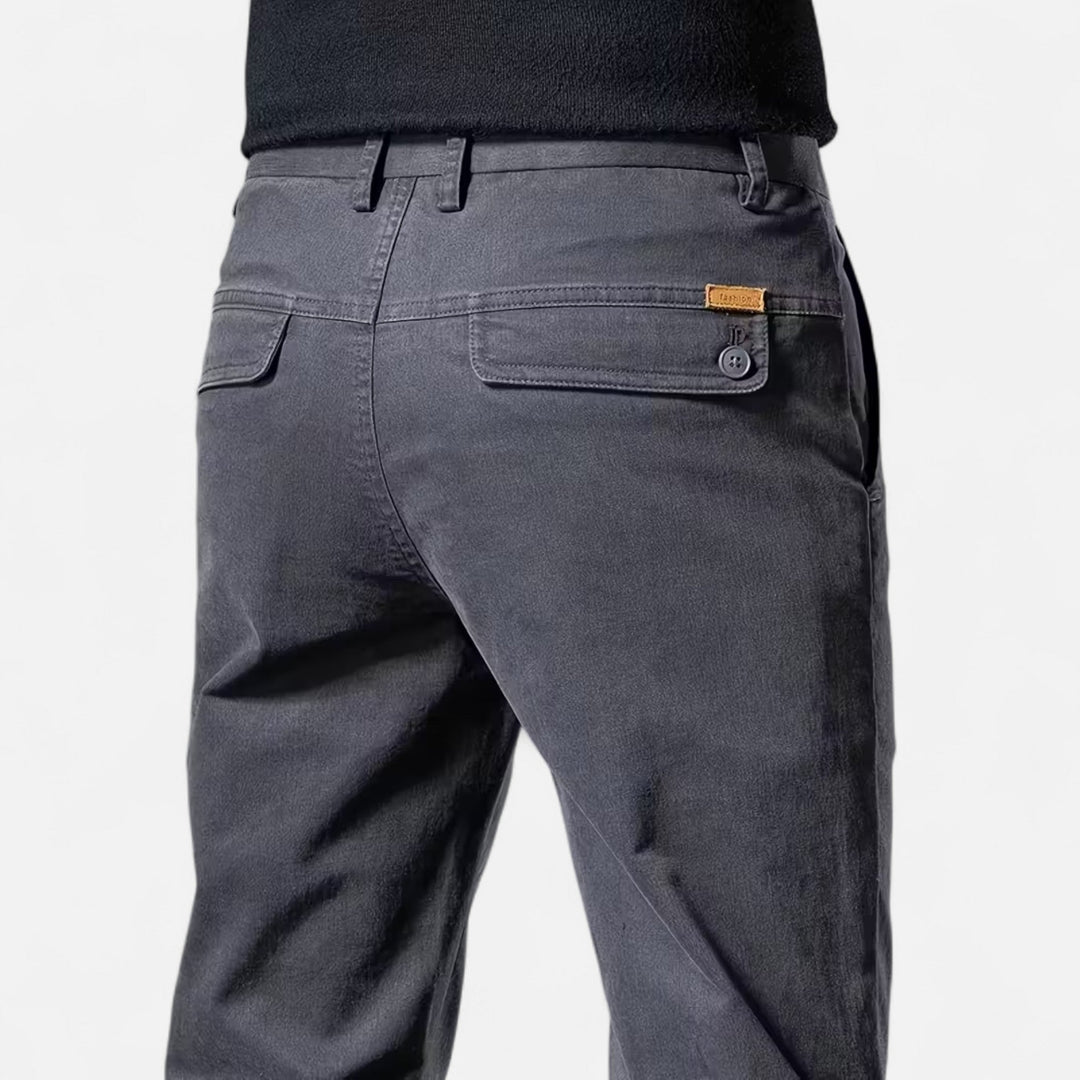 Outfit inspiration: Men's tailored straight-leg trousers paired with a dress shirt.