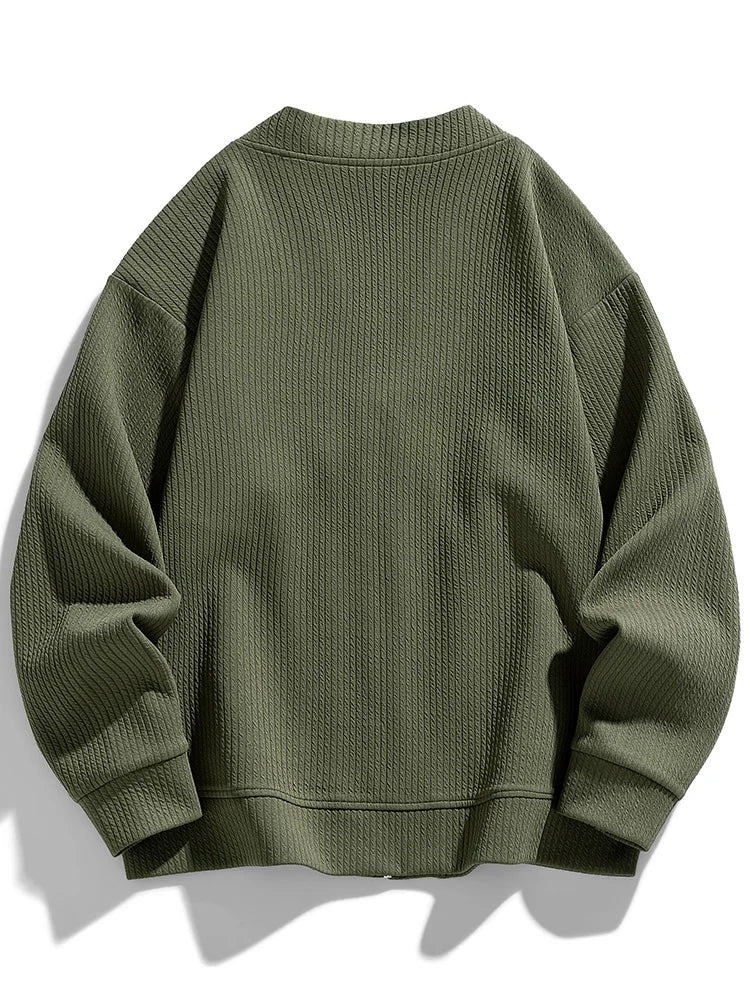 Men's winter fashion: a versatile zip cardigan for layering.