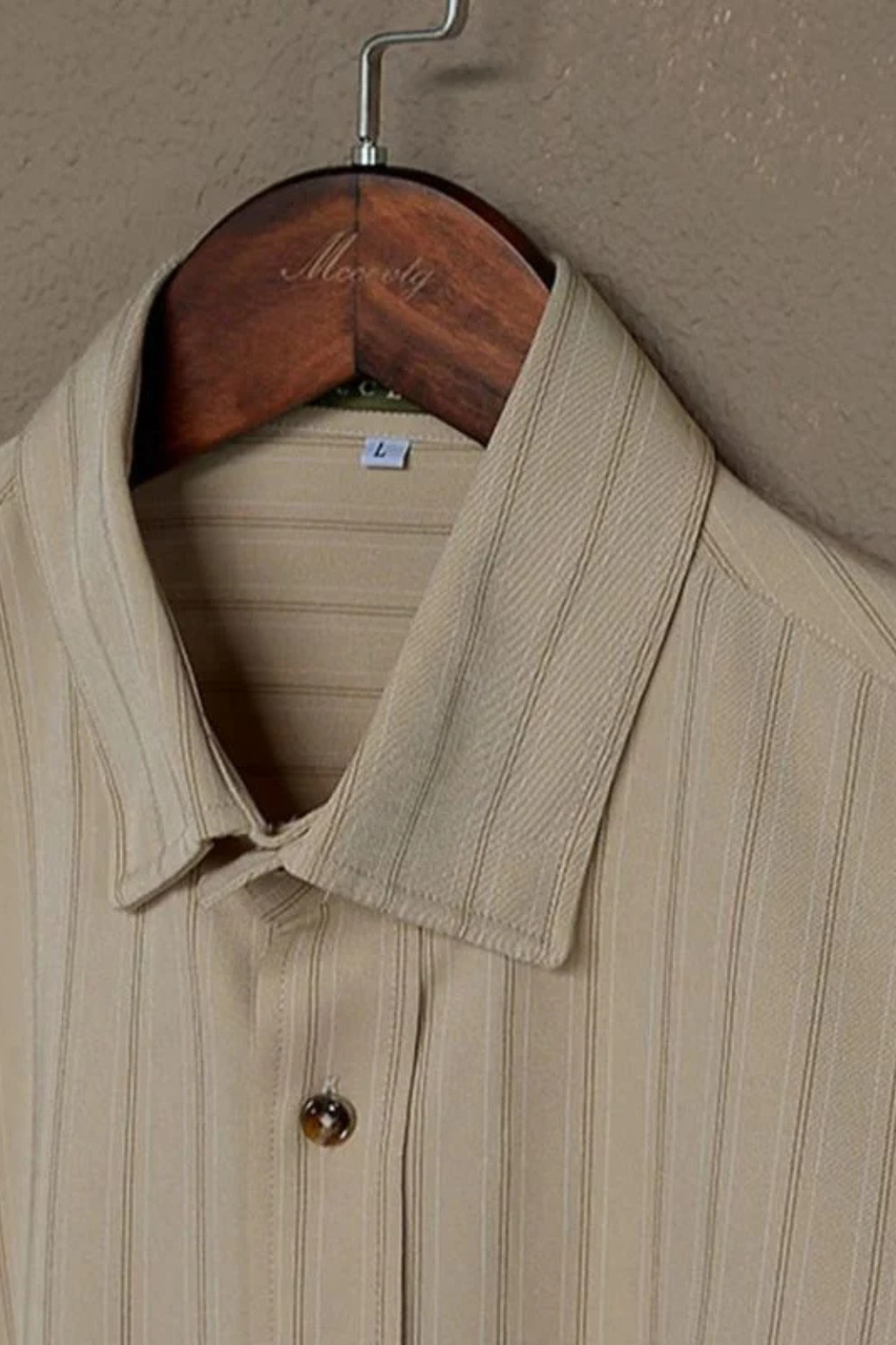 Tailored fit men's striped long sleeve professional button down shirt, ideal for business.