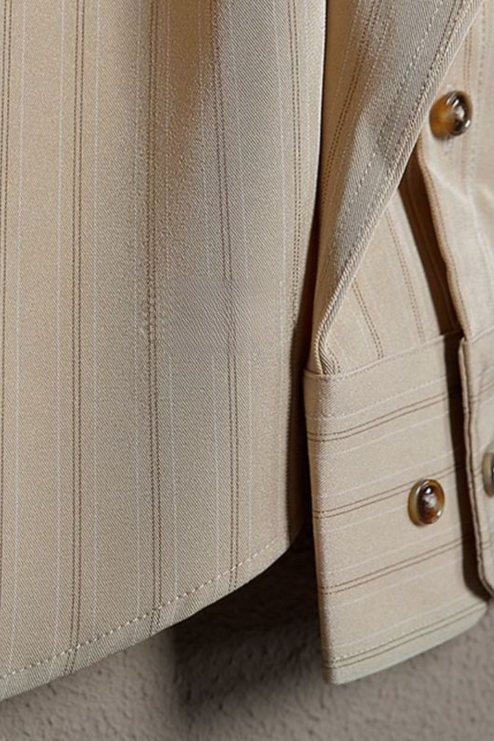 Stylish men's striped long sleeve formal button down shirt, essential for modern business fashion.