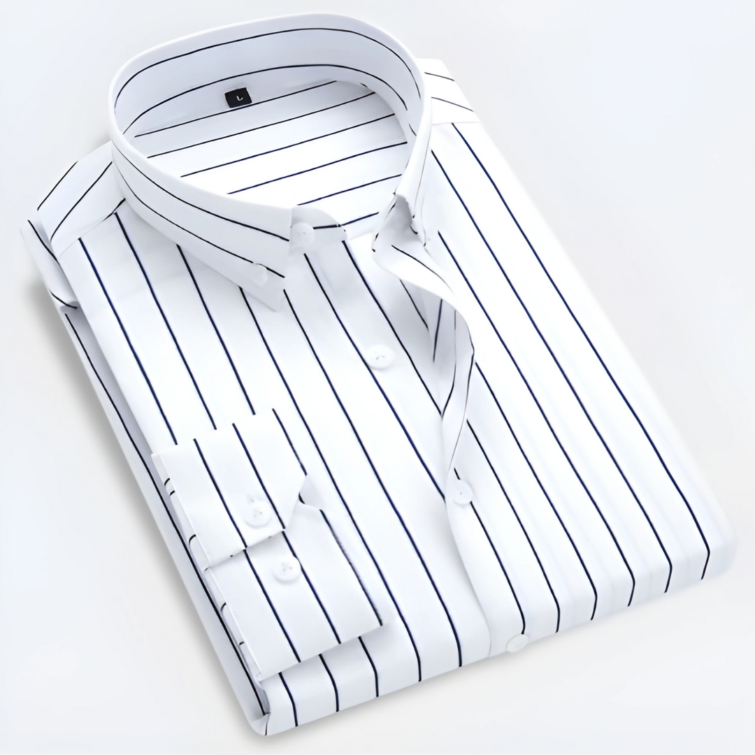 Men's striped long sleeve button-down shirt, perfect for smart casual or business casual wear.