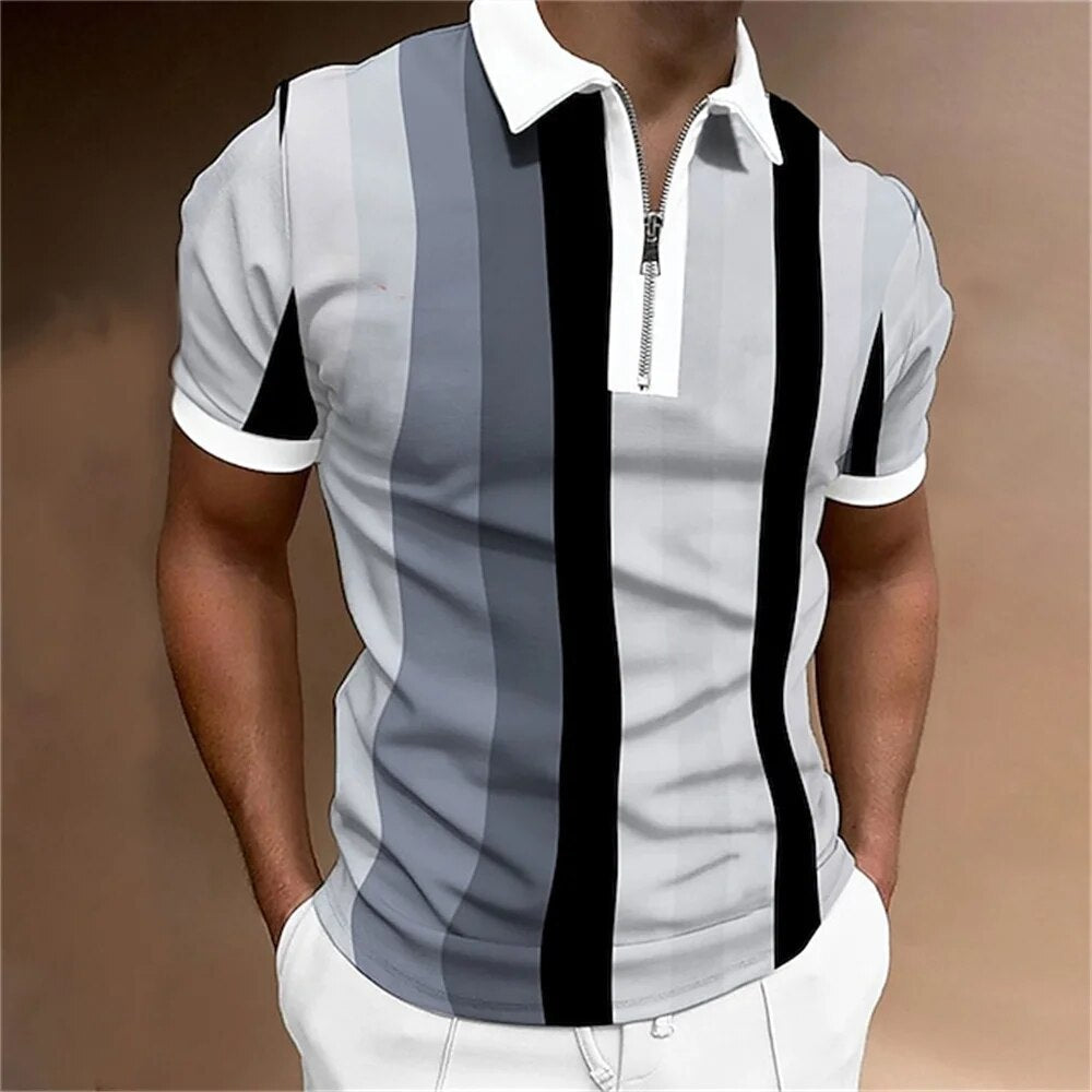 Comfortable men's casual polo with a classic striped pattern