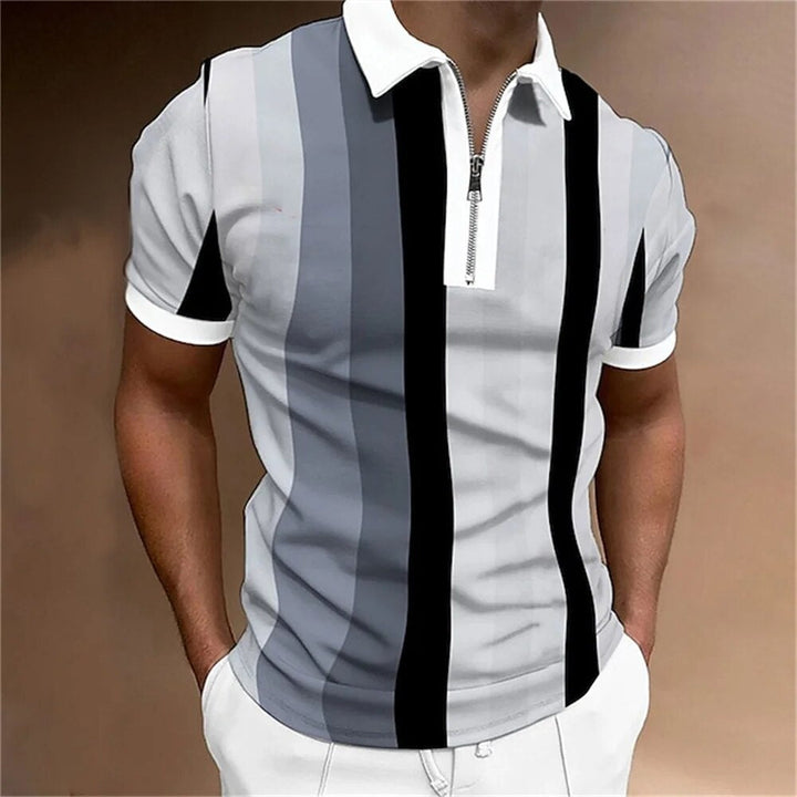 Comfortable men's casual polo with a classic striped pattern