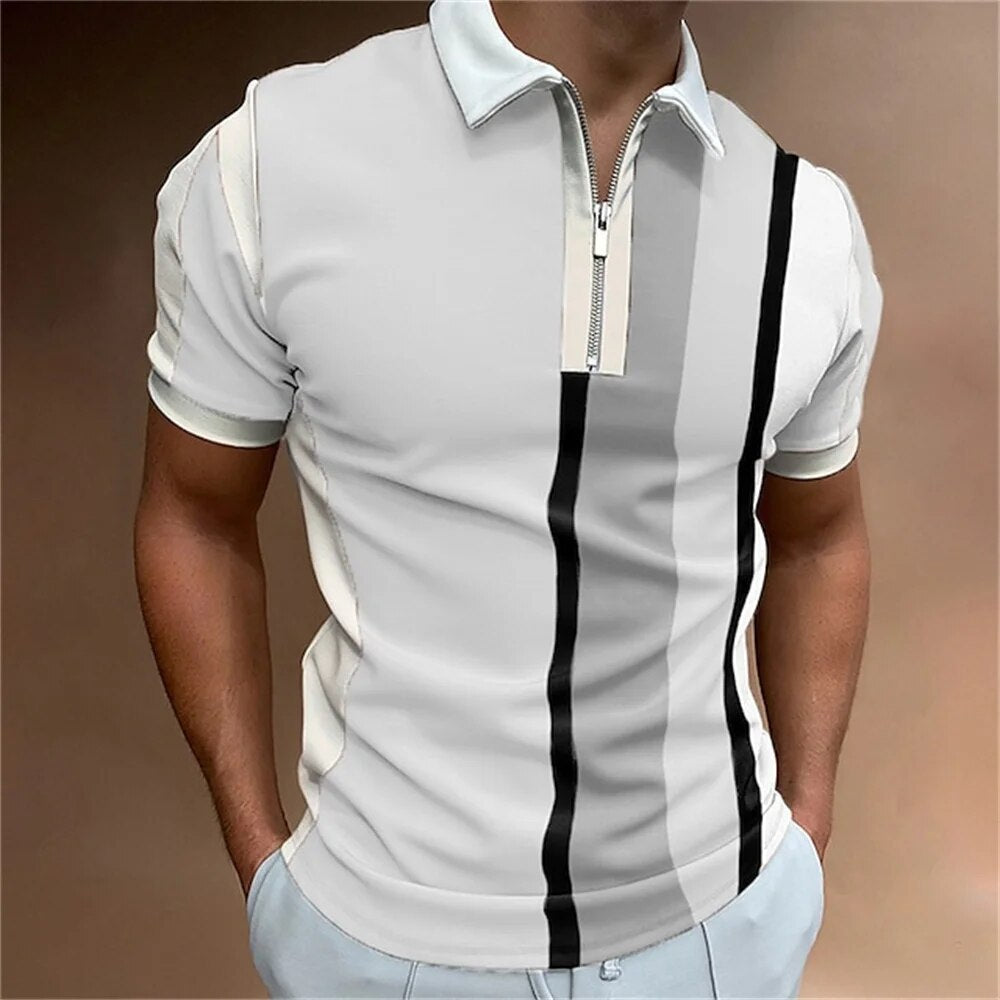Versatile men's striped polo shirt, perfect for smart casual outfits