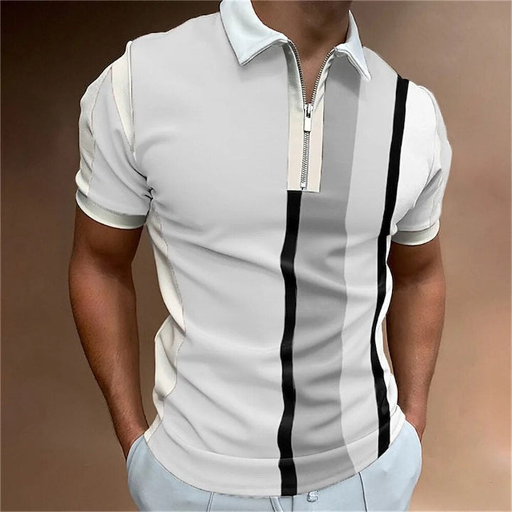 Versatile men's striped polo shirt, perfect for smart casual outfits