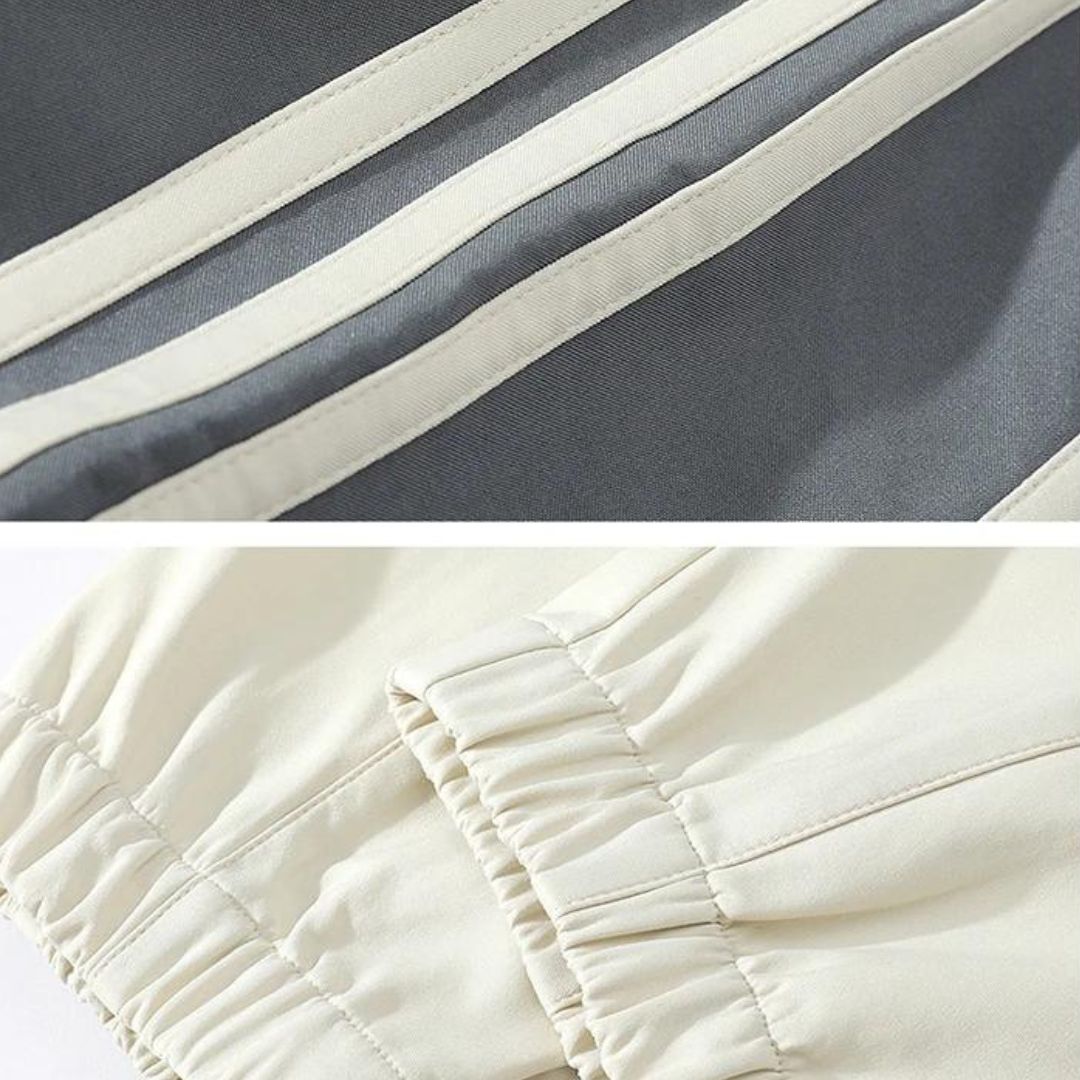 Men's striped loungewear tracksuit, a comfortable two-piece set for active comfort & casual relaxation.