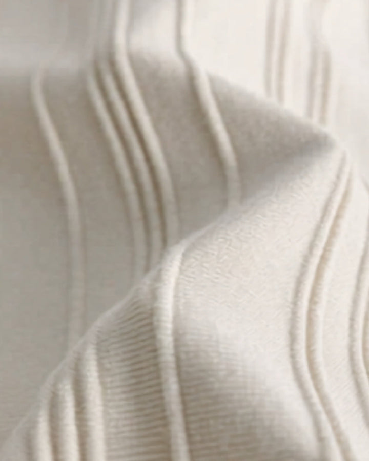 Versatile men's striped zip-up polo shirt. Ribbed knit, short sleeve for casual and smart casual men's wear.