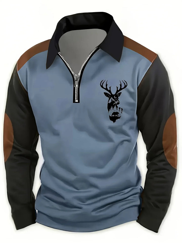 Cozy men's autumn sweater. Elegant and versatile long-sleeve knit, perfect for fall casual or stylish wear.