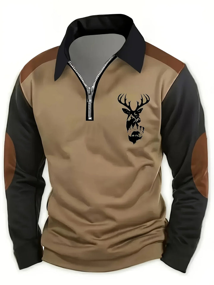 Elegant men's autumn sweater. Stylish long-sleeve knit top, a cozy and versatile essential for fall fashion.