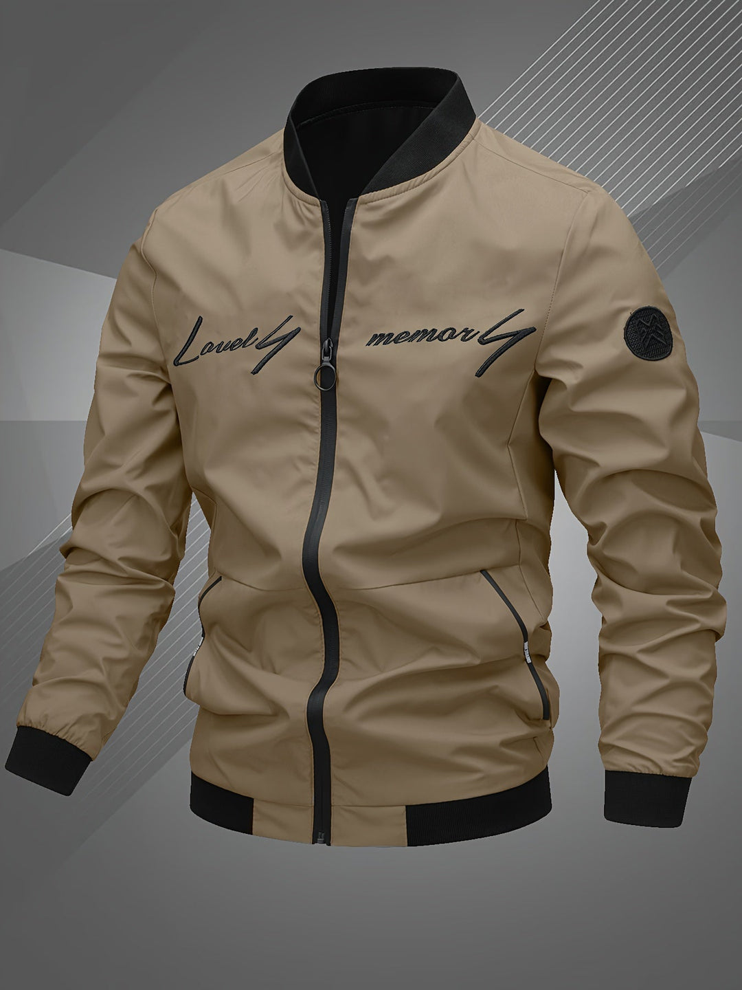 Man wearing a versatile grey zip-up bomber jacket for everyday style