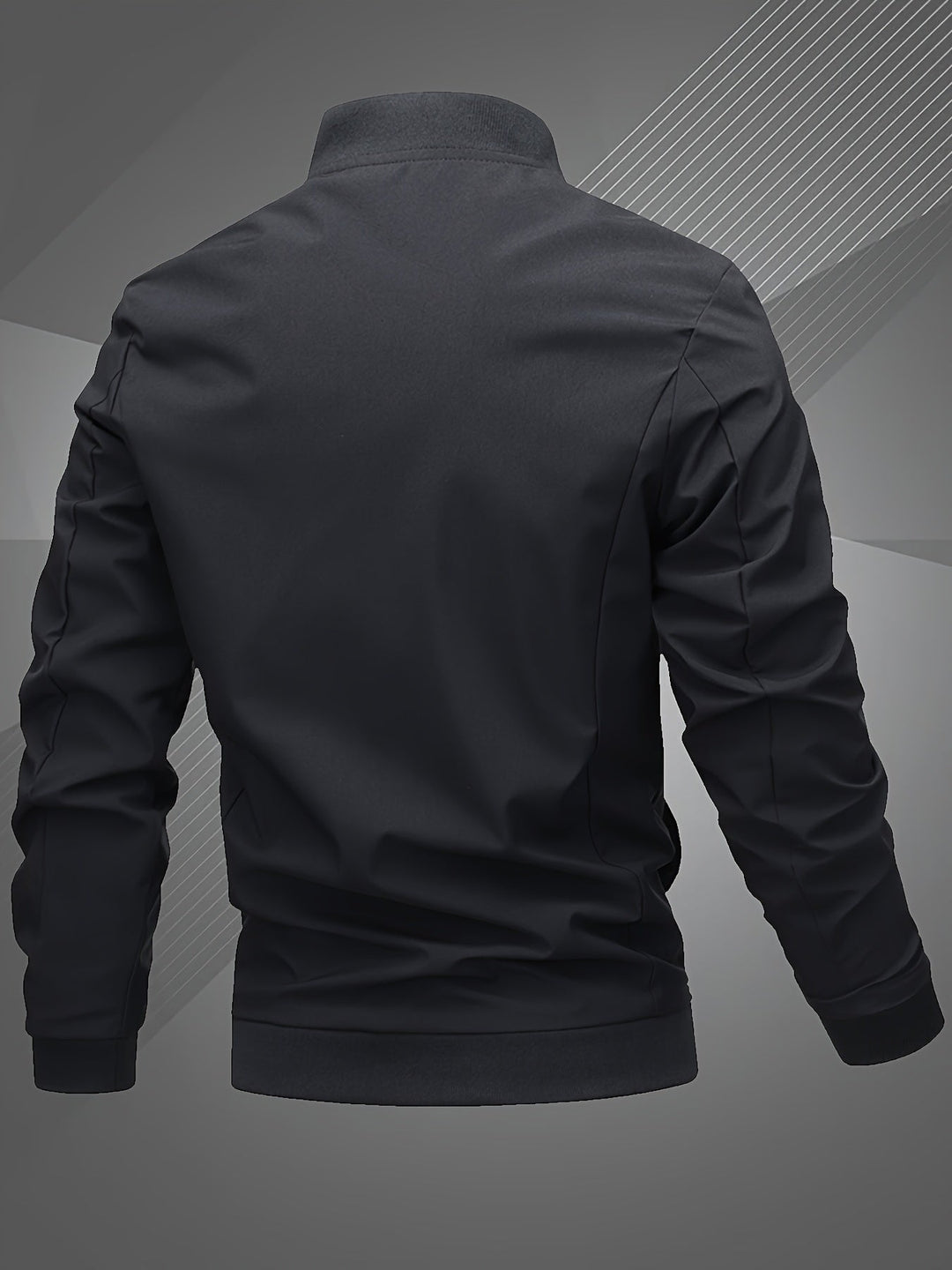 Model showcasing a light blue men's bomber jacket, perfect for casual wear
