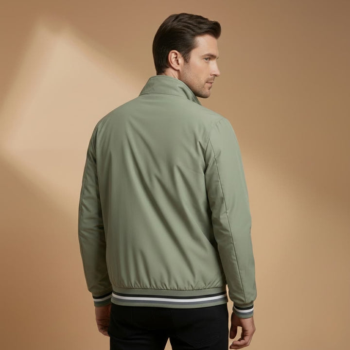 Fashionable men's outerwear bomber jacket, ideal for spring and fall casual styling.