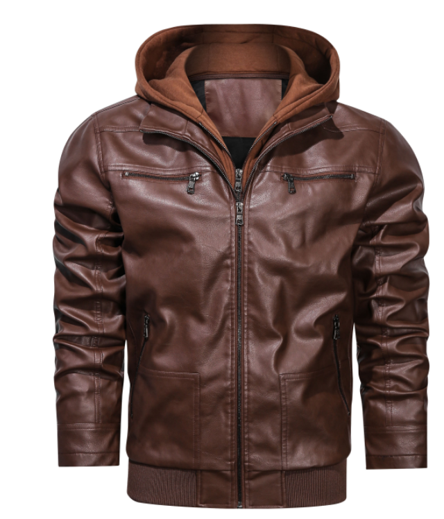 Men's stylish black hooded bomber jacket with zip-up front, pockets & ribbed cuffs, perfect casual outerwear for fall/winter.