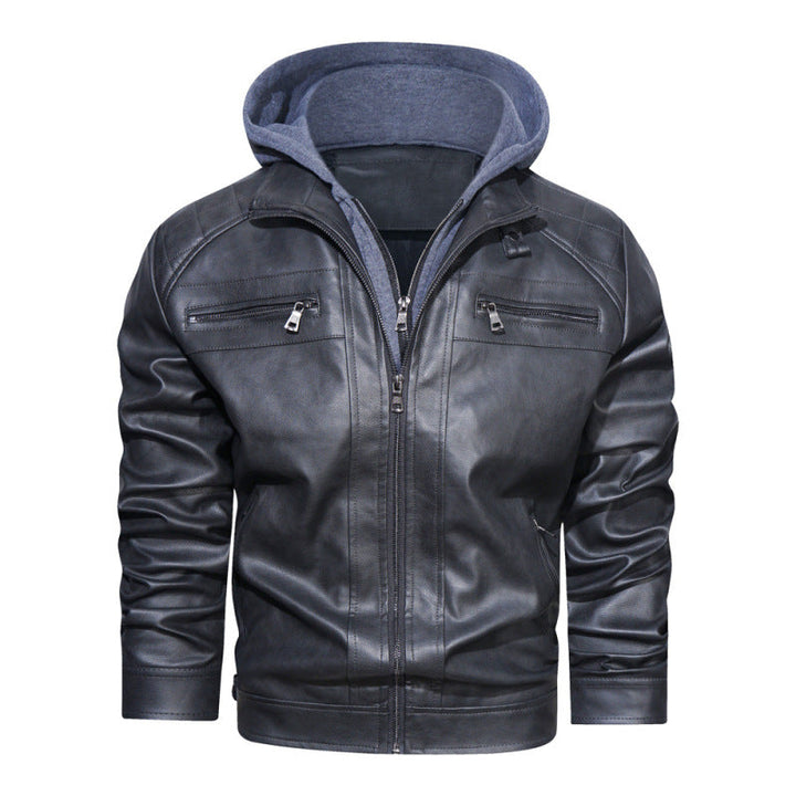 Comfortable brown men's hooded bomber jacket. Stylish casual outerwear with pockets, ideal for all-season men's fashion.