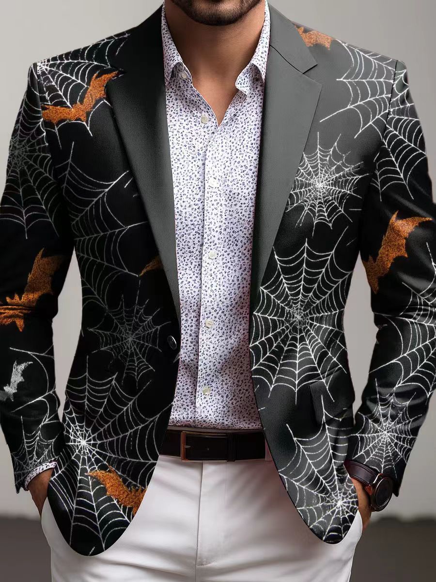 Men's unique geometric print slim fit blazer, a stylish jacket for a standout party, wedding, or business casual outfit.