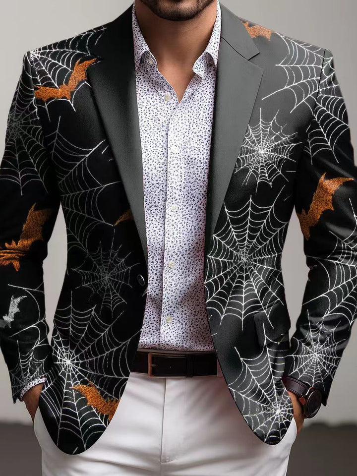Men's unique geometric print slim fit blazer, a stylish jacket for a standout party, wedding, or business casual outfit.