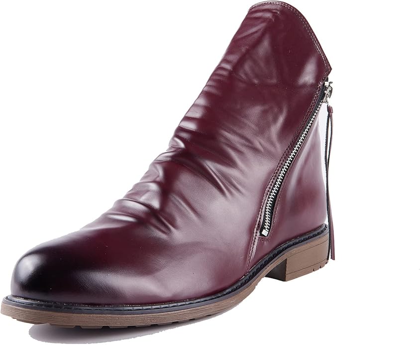 Sleek black men's zipper boots, fashionable and comfortable all-season footwear.
