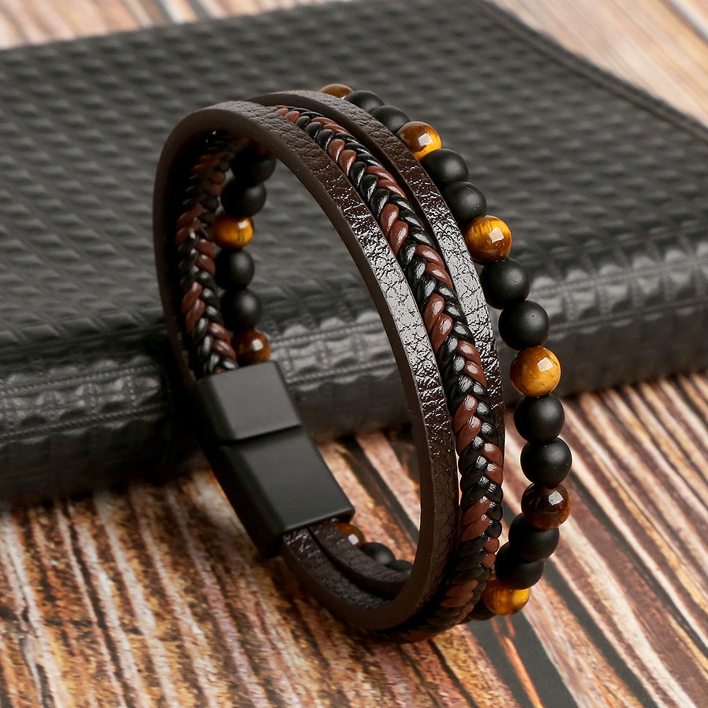 Men's stylish bracelet set with stackable, modern wristwear. Elevate your everyday look with this fashion accessory.