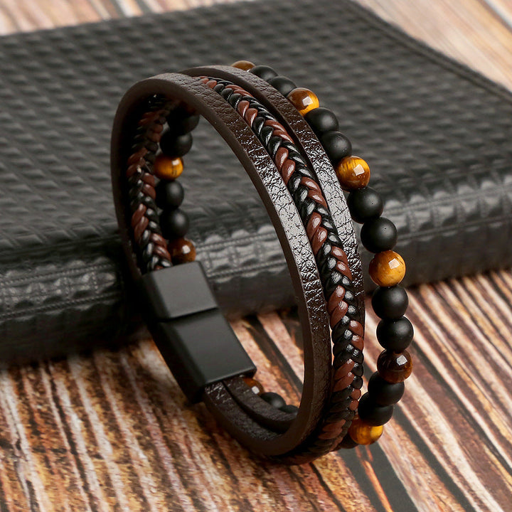 Men's stylish bracelet set with stackable, modern wristwear. Elevate your everyday look with this fashion accessory.