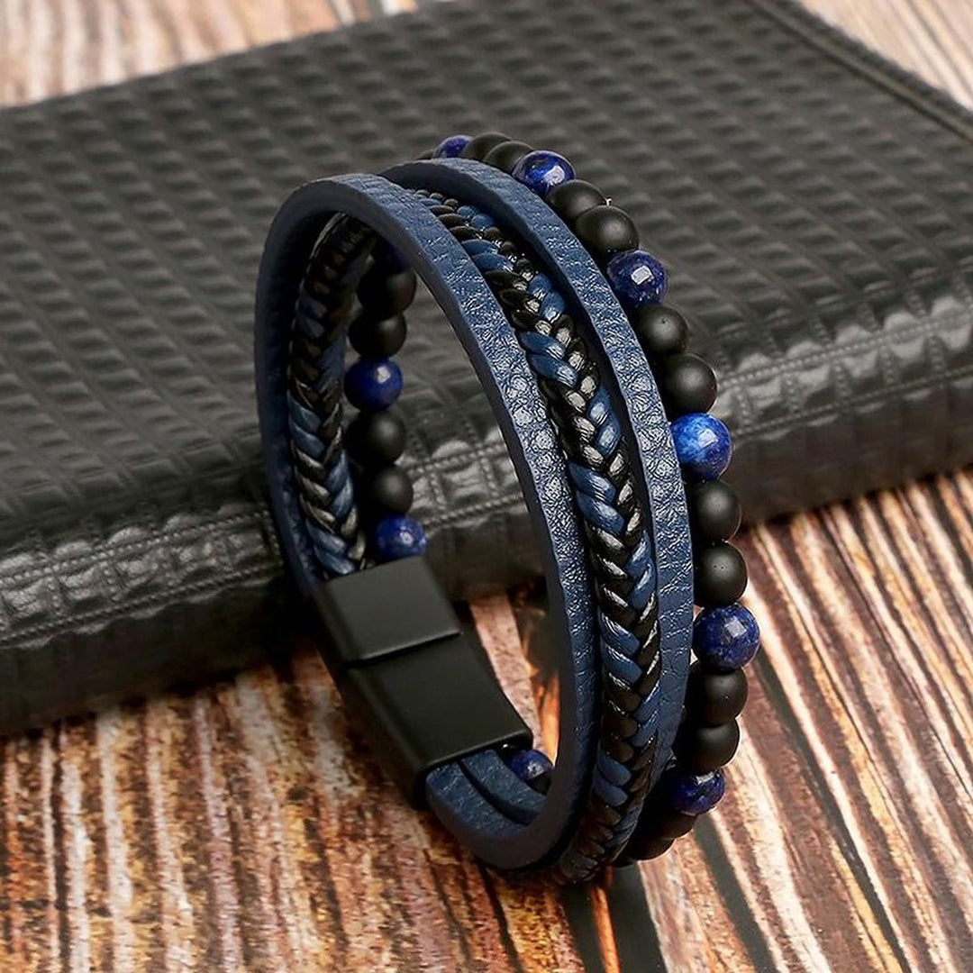 Trendy men's bracelet set, featuring multiple adjustable bracelets for a modern and casual men's fashion statement.