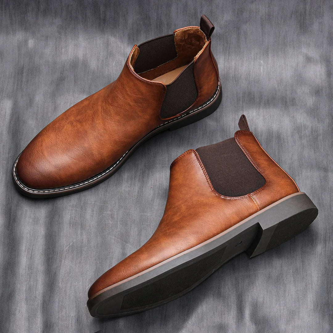 Comfortable men's casual black ankle boots, ideal for everyday wear & relaxed stylish outfits.