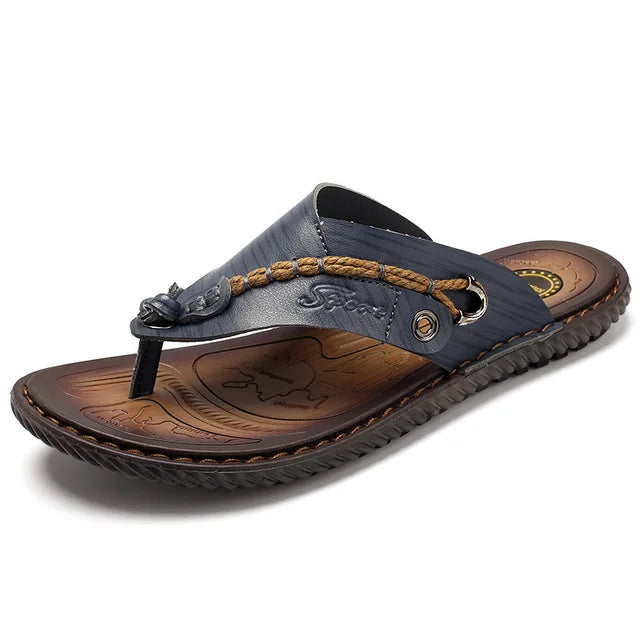 Durable men's genuine leather sandals, perfect for summer comfort. Stylish casual footwear for everyday fashion.
