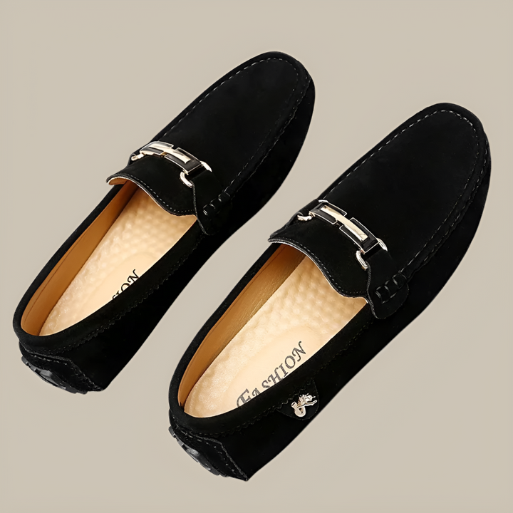 Men's stylish brown suede slip-on moccasins, comfortable drivers with soft sole, perfect for casual wear.