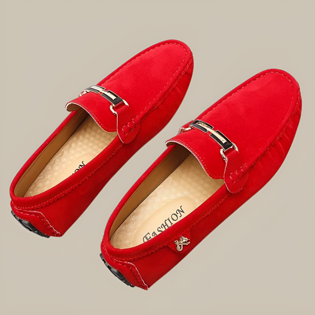 Elegant men's tan suede slip-on loafers, versatile casual footwear for modern men's fashion.