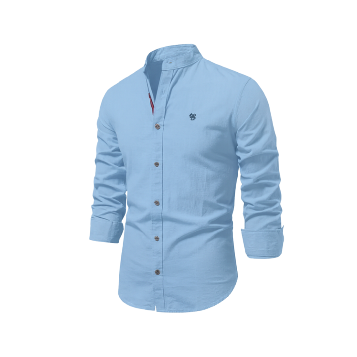 Side profile of a man wearing the Oliver Collection comfortable casual shirt.