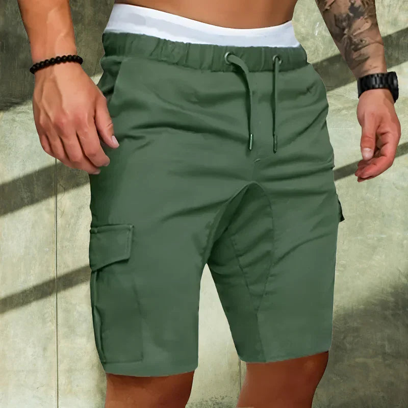 Stylish men's casual cargo shorts, perfect for summer fashion. Comfortable fit with practical utility pockets.
