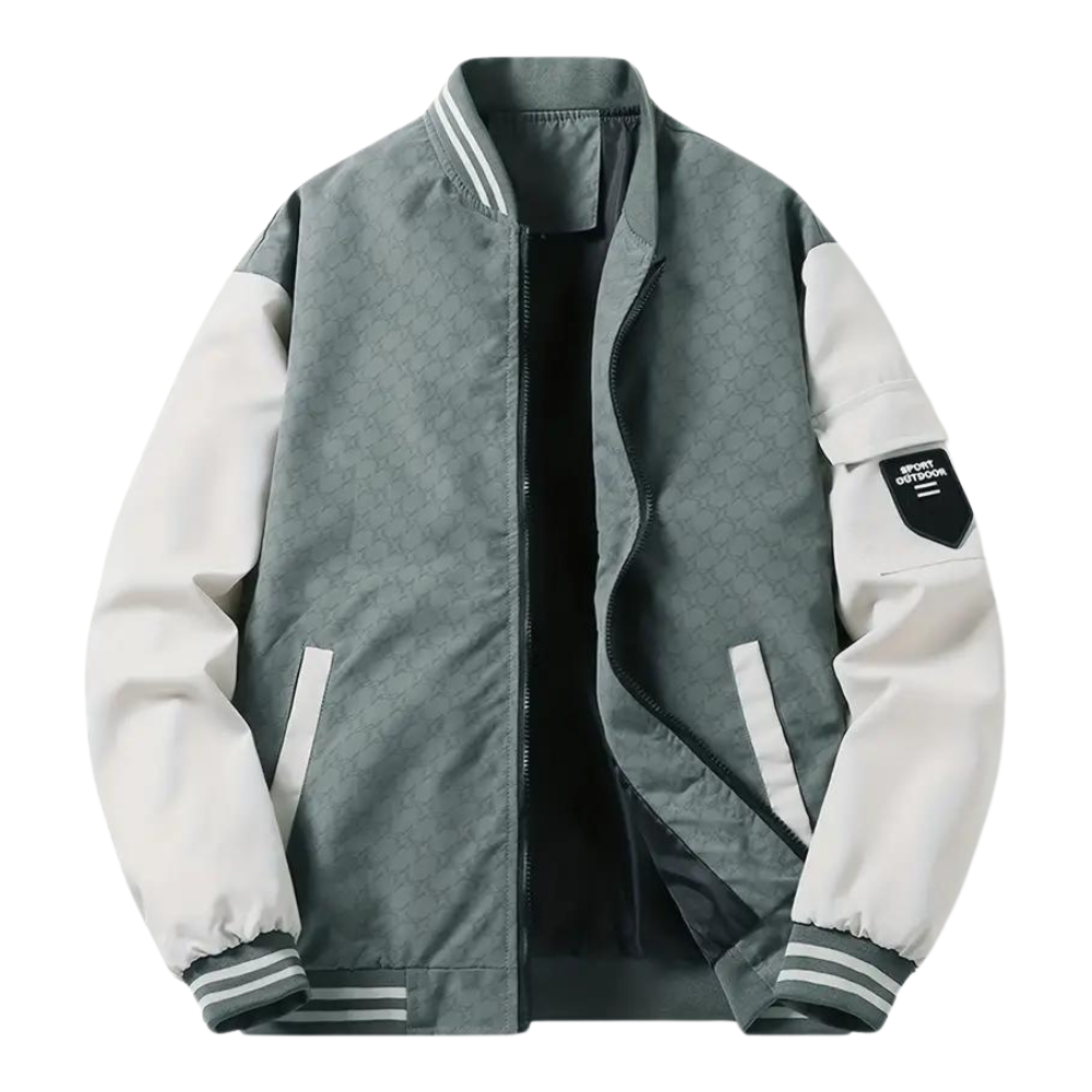Men's stylish casual slim-fit baseball jacket, perfect zip-up outerwear for spring & autumn fashion.