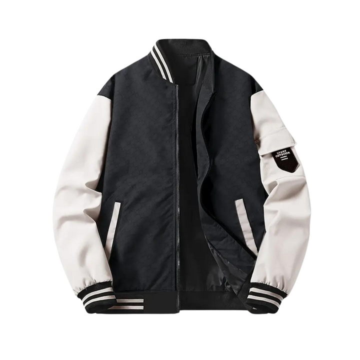 Stylish men's casual baseball jacket, ideal for spring & autumn, offering a comfortable slim fit.